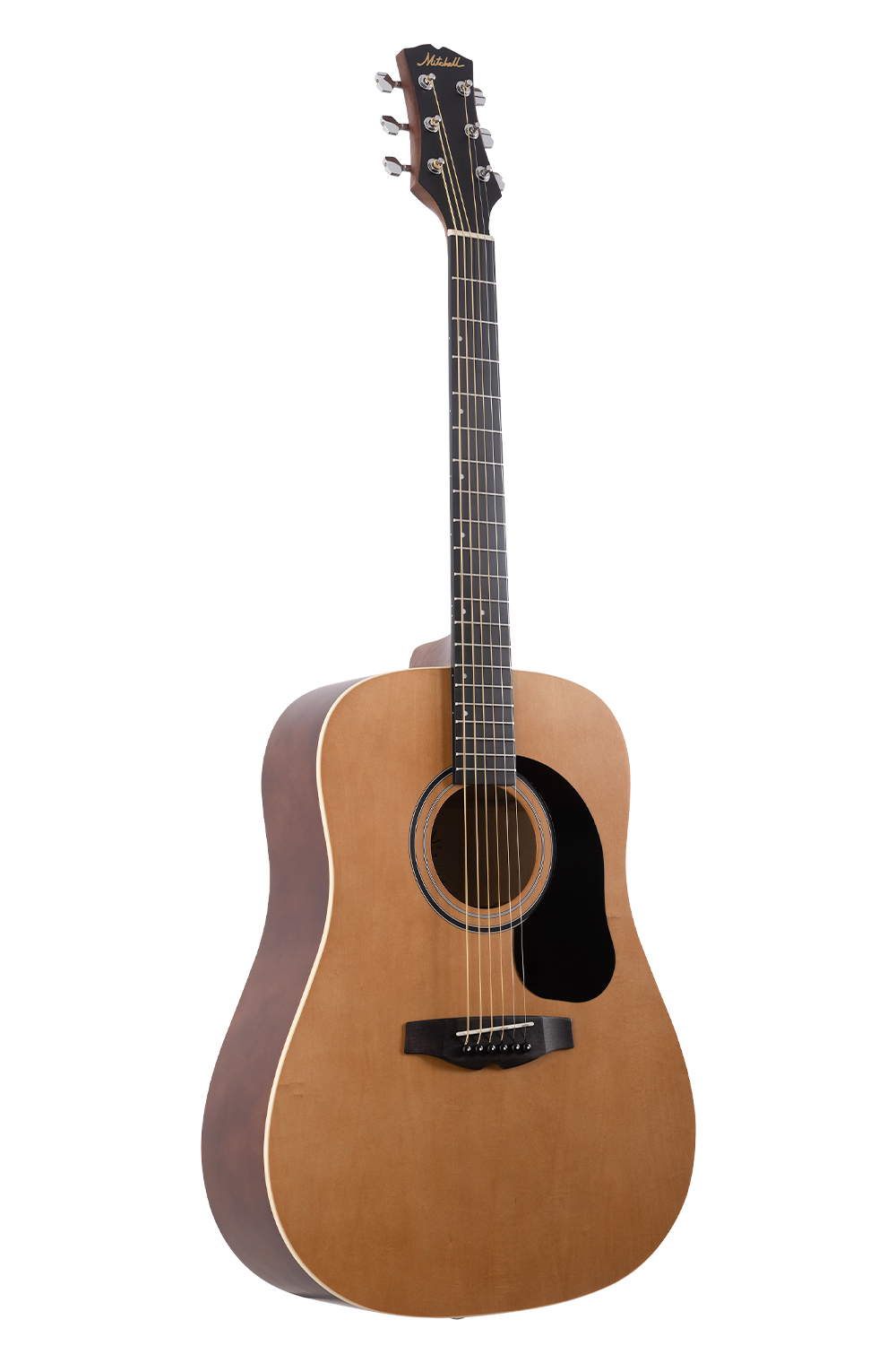 Full front view of natural Mitchell D100 acoustic guitar