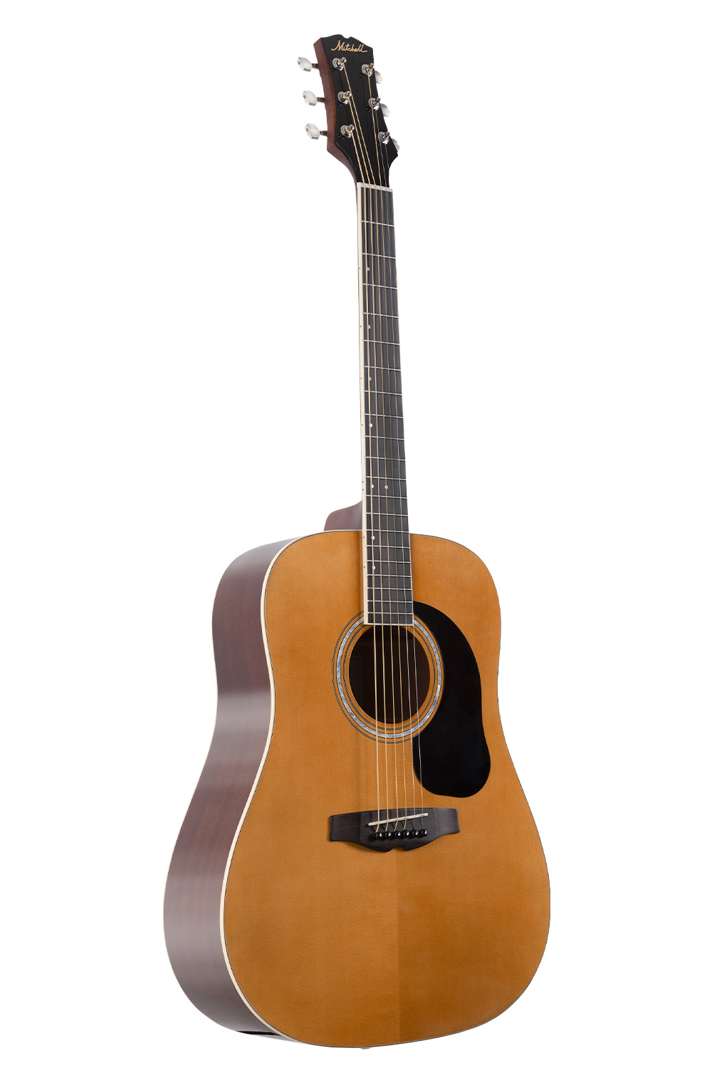 Full front view of natural Mitchell D150 acoustic guitar